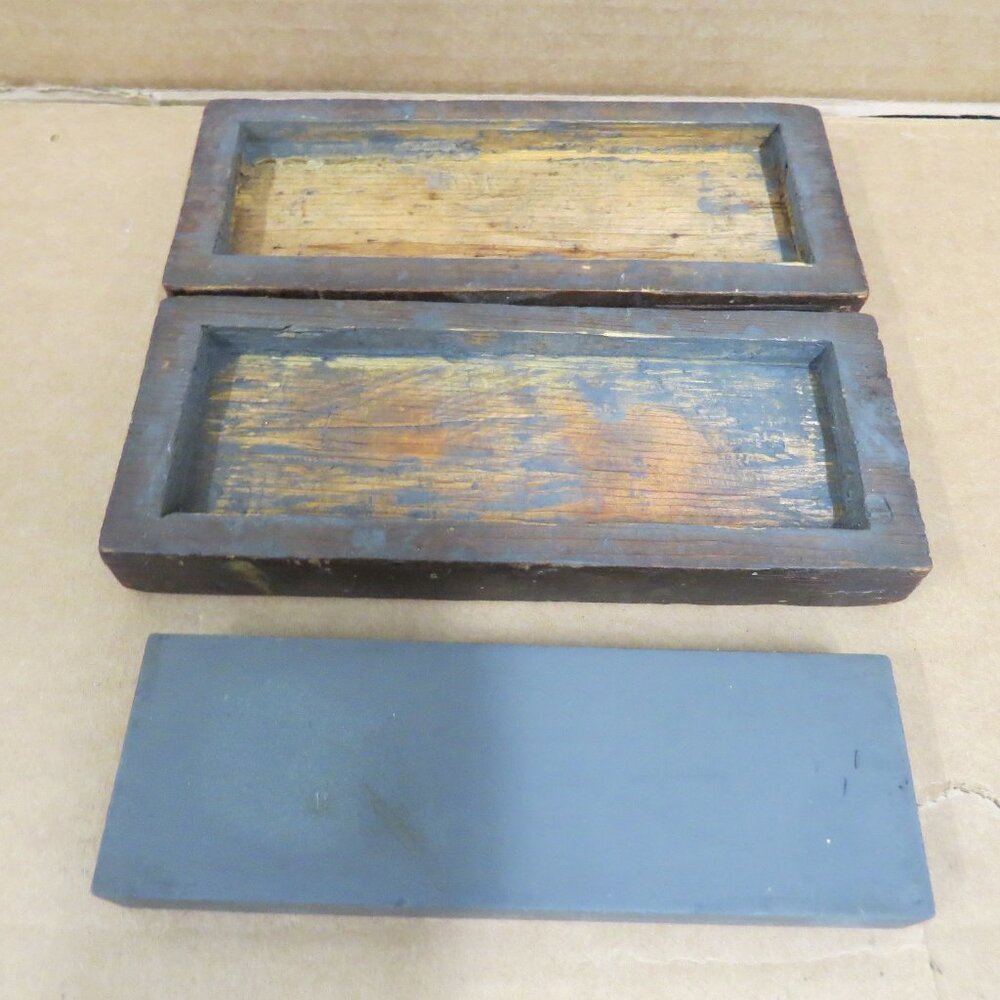 Vintage Razor Knife Sharpening Stone Hone Oilstone Oil Tool Wood Fitted Box